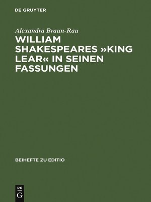 cover image of William Shakespeares »King Lear« in seinen Fassungen